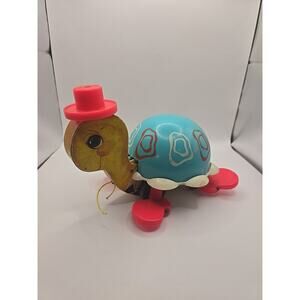 Vintage Fisher-Price Pull Toy #773 TIP-TOE TURTLE PULL‎ TOY Good condition 1962